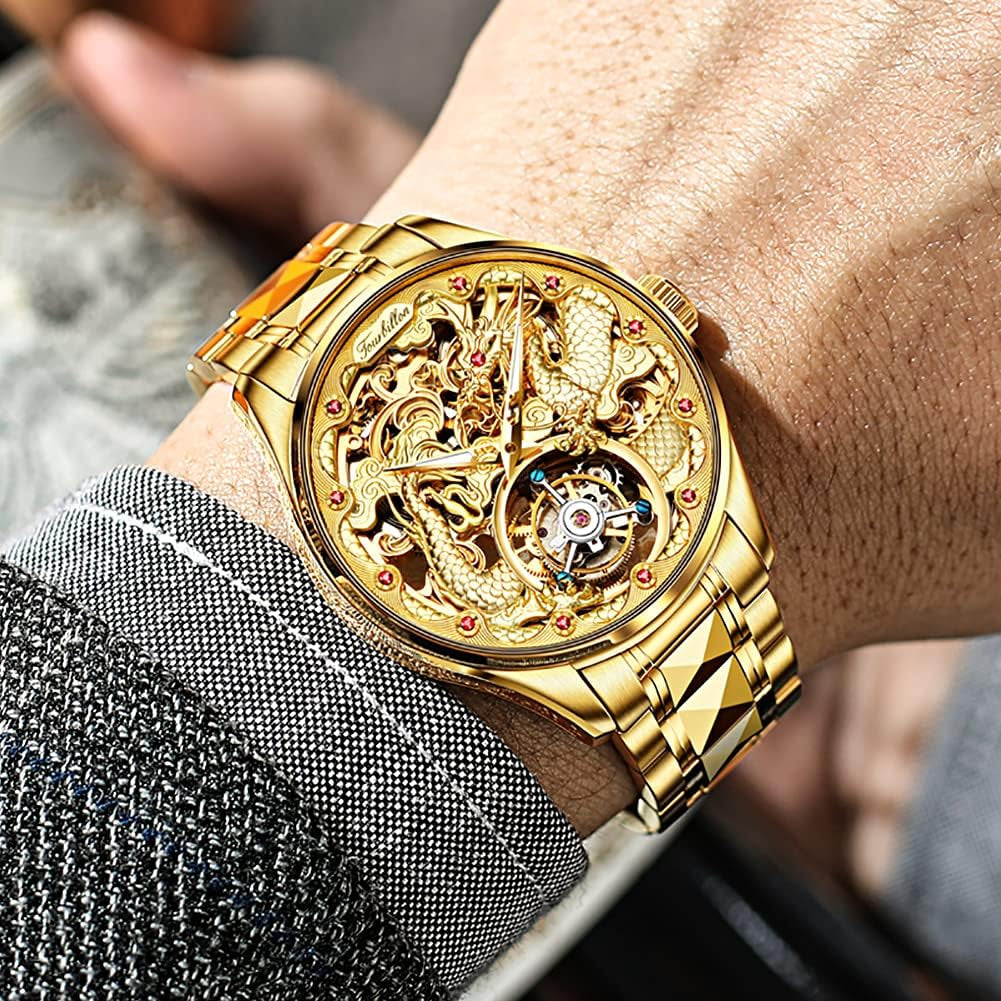 Men Skeleton Watch Automatic Mechanical Luxury Dress Waterproof Tourbillion Sapphire Crystal Wrist Watches for Men