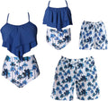 Family Swimsuits Matching Set Summer Beach Palm Bathing Suits