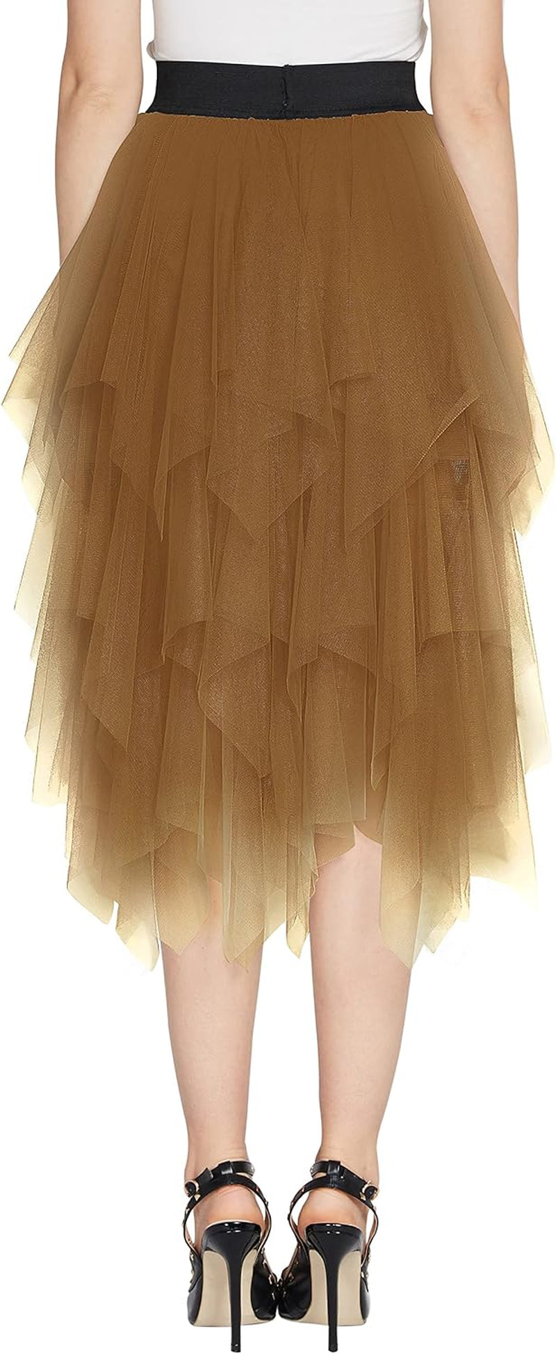 Women'S A-Line Mesh Tutu Skirt Fluffy Layered Tulle Midi Long Skirts with Elastic Waist